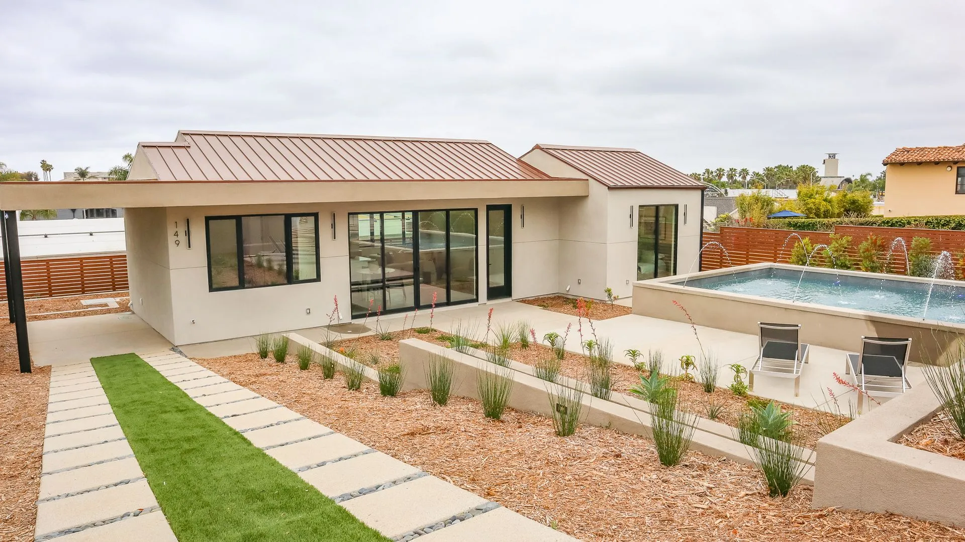 Outdoor living with pool area